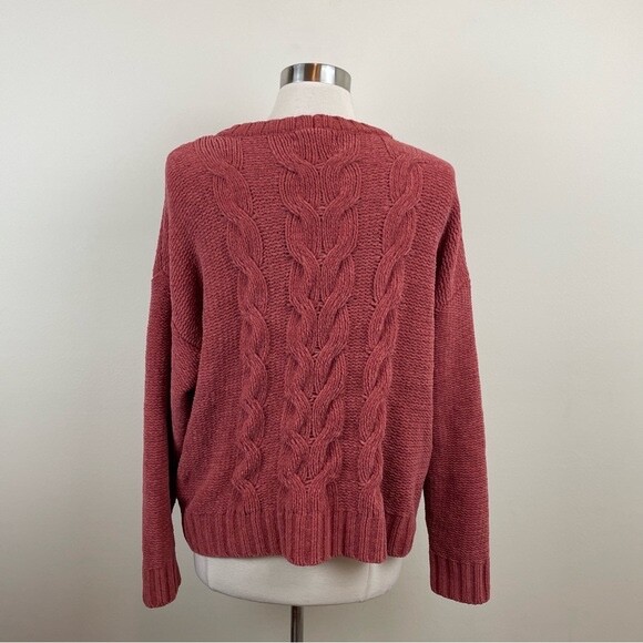 American Eagle Solid Pink Chunky Cable Knit Long … - image 4