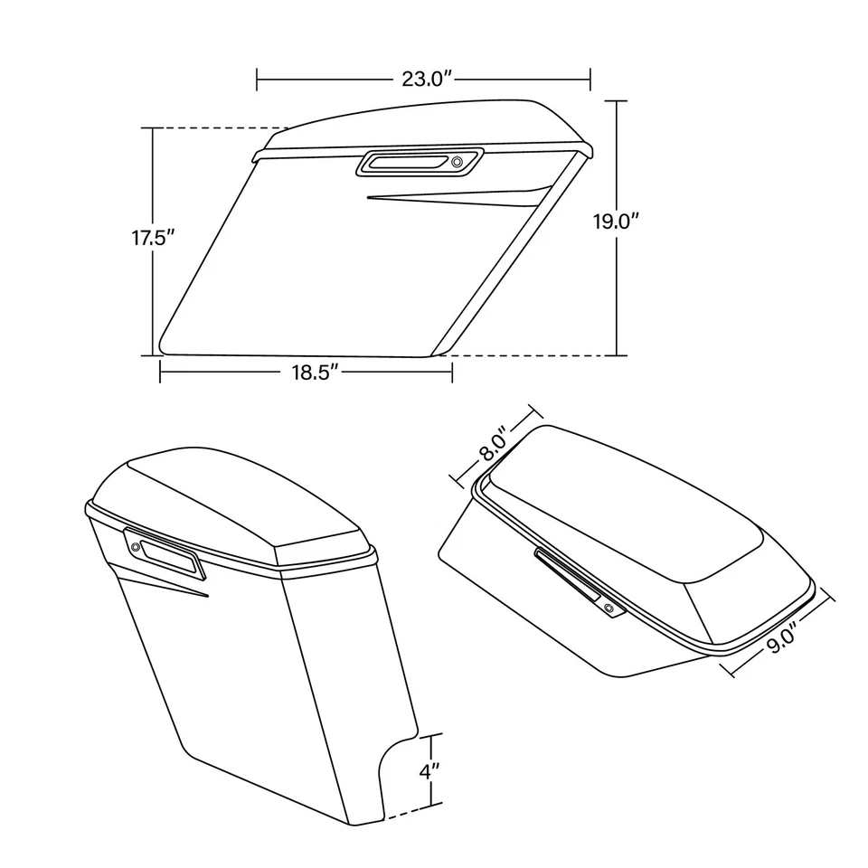 5" Stretched Extended Hard Saddle bags For Harley Touring Street Glide 2014-2024 - Image 4 of 4