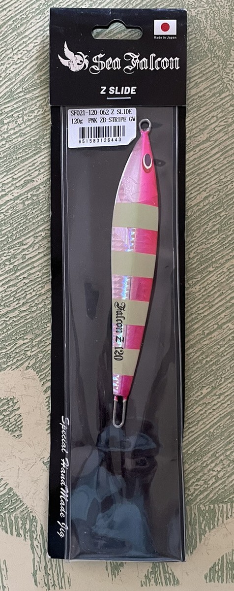 Sea Falcon Z Slide 120 Gram Metal Jig Pink Glow Stripe SF021-120