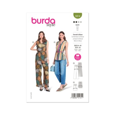 BURDA 5914 JUMPSUIT BLUSE Schnittmuster Gr. 6 - 18 Fähigkeit: EINFACH