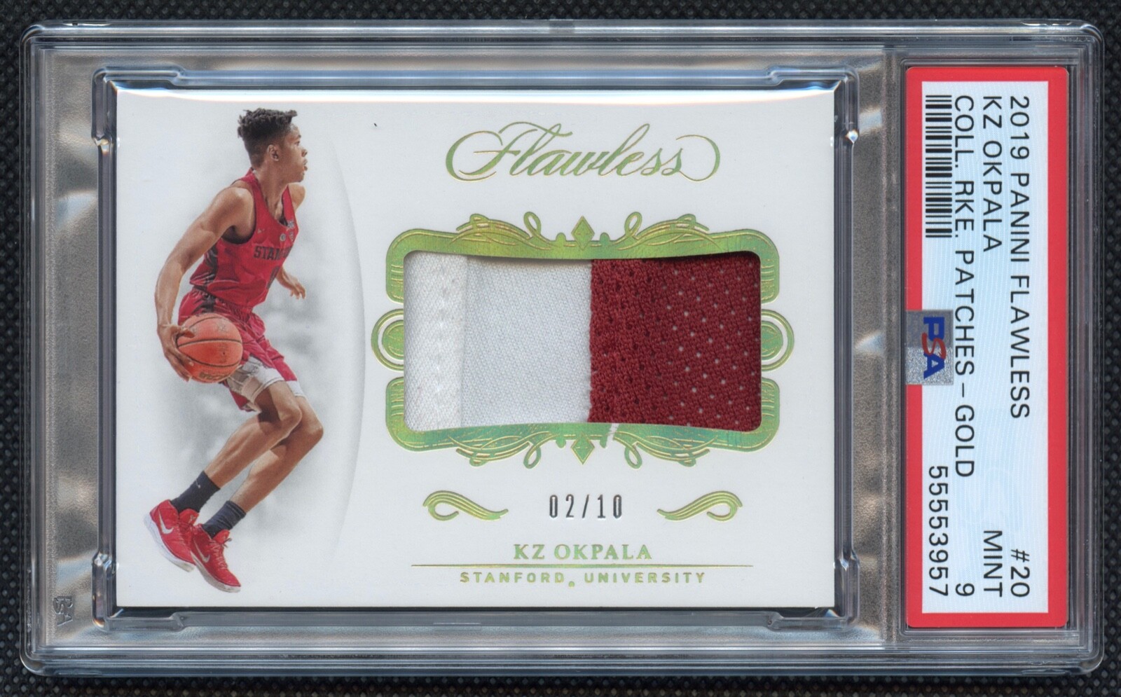 2019 Panini Flawless KZ Okpala Rookie 2/10 Patch Gold PSA 9 Mint Pop 1