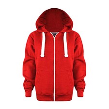 Ladies Plain Zip Up Hoodie Sweatshirt Women Fleece Jacket Hooded Top UK S To 8XL