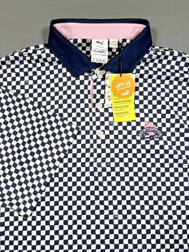 Puma Herren XL Arnold Palmer Glen Oaks Kurzarm Stretch Kariert Golf Polo