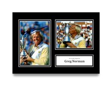 Greg Norman Signed A4 Photo Autograph Open Championship Golf Gift Display + COA