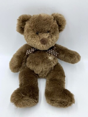 Carters My First Teddy Bear Plush Brown White Polka Dot Bow Stuffed ...