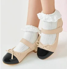 Coutgo Girls Dress Shoes Mary Jane Low Heel Bow Shoes Toddler 10 Brown Black