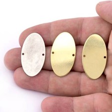 2pcs Oval Charms Connector Raw Brass Antique Silver, Shiny Gold 35x19mm 5506