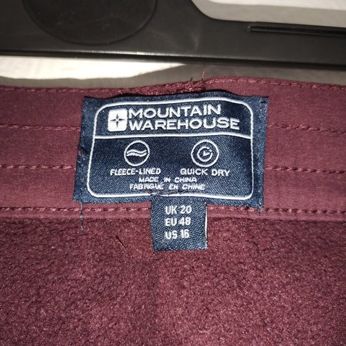 Mountain Warehouse size 20 Hiker Womens Trousers Fleece Lined Stretch Burgundy - Picture 10 of 17