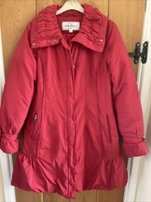 Donatella Ladies Size S Cherry Red Down & Feather Padded Puffer Coat Vgc