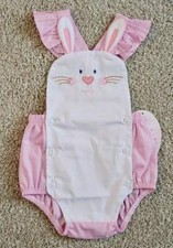Will'beth NWT Newborn Infant Baby Girl Pink Gingham Bunny Sunsuit 0 3 6 Easter