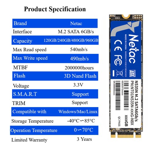 Netac Internal SSD SATA M.2 NVMe PCIe Internal Solid State Drive PC Laptop Lot - Picture 10 of 30