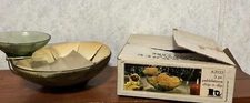 Vintage Mid Century Hazel Atlas Green Chip And Dip Boxed 3 Pcs