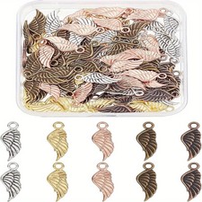 1box 100pcs 5 color Angel Wing Charm Pendant style Alloy Feather Pendants