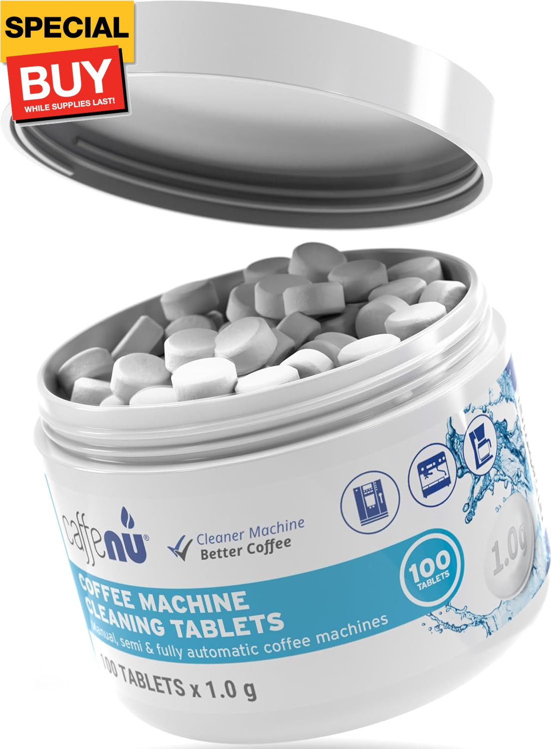 Espresso Cleaning Tablets. 100 x 0.035 oz Coffee Cleaner Tablets. Machine Cleani