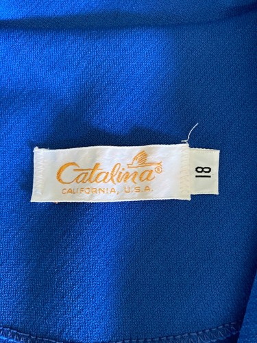Vintage 70's Catalina USA Bright Blue Polyester Leisure Pant Suit - Large - Picture 2 of 7