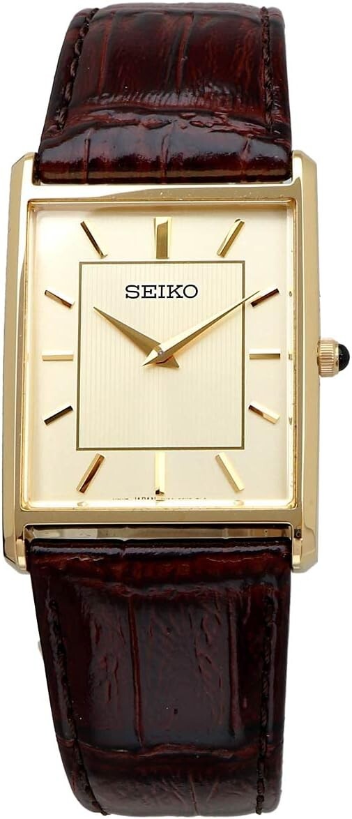 SEIKO SWR064 Champagne Gold Dial x Brown Leather Band Watch Men's