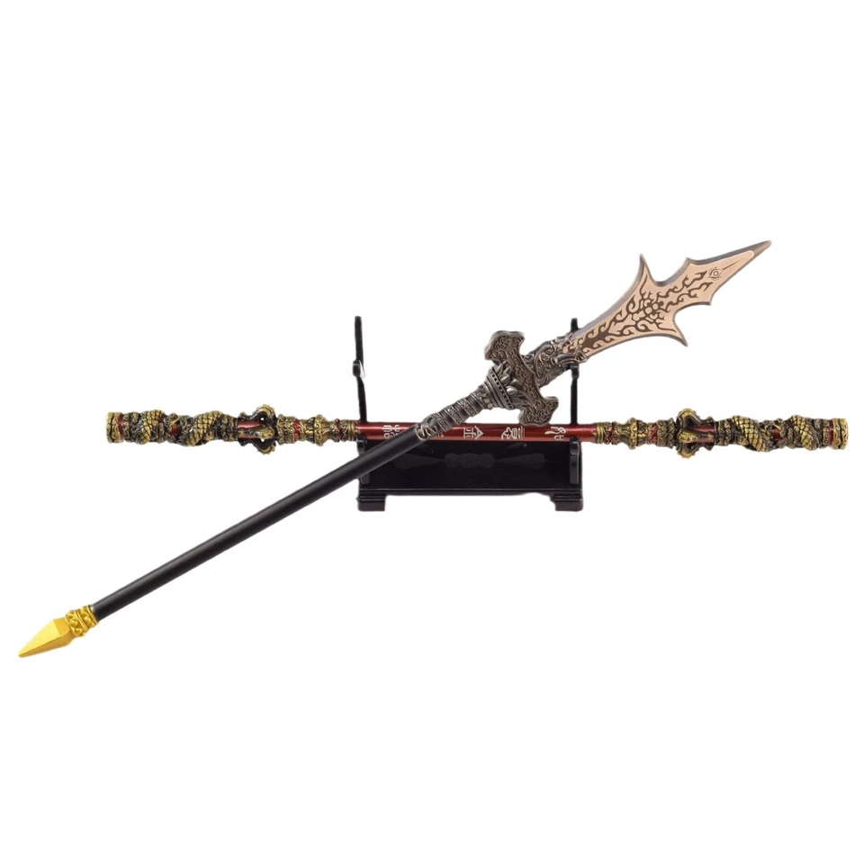 2-teiliges schwarzes Wukong Waffenmodell dreizackiges Messer und goldenes Jin Gu Bang Set - Bild 4 von 4