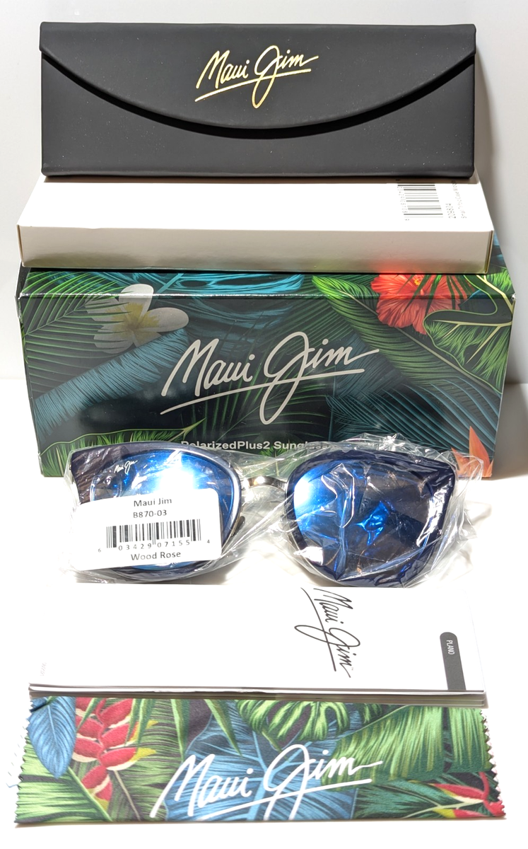 NEW Maui Jim Wood Rose Blue Silver Polarized Blue Hawaii  display picture 1