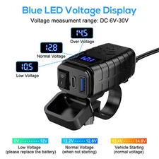 Waterproof Motorcycle Dual USB Charger QC 3.0 - LED Fast Charge for Phone & GPS