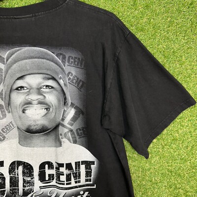 50 Cent Rap Tee G Unit T Shirt Vintage Size XL Black Hip Hop Fade