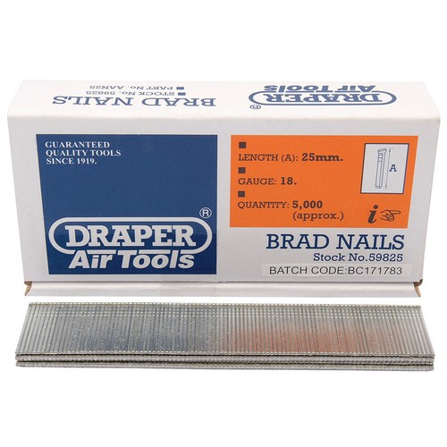 Draper 25mm x 5000 18G Brad Nails for 