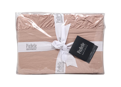 PiuBelle KING Frayed Ruffle Soft Cotton Shabby Chic Pastel Rose Sheet Set NEW
