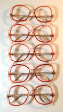 Vintage 5 Pc Lot ELITE OPTICAL Beatrice Red In Line 54/20 Eyeglass Frame NOS H8