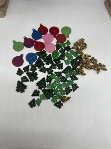 Christmas buttons Lot angels trees and ornaments