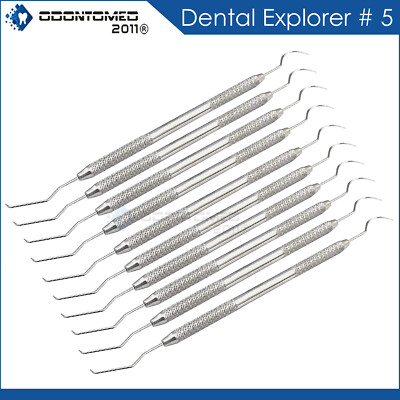 12 Pcs Dental Probe #5 Explorer Double Ended Denture Instruments German Grade