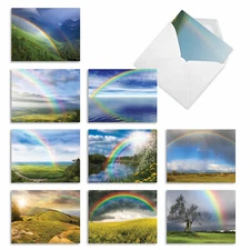 10 All Occasion Blank Note Cards - Rainbow Bright M4963OCB-B1x10