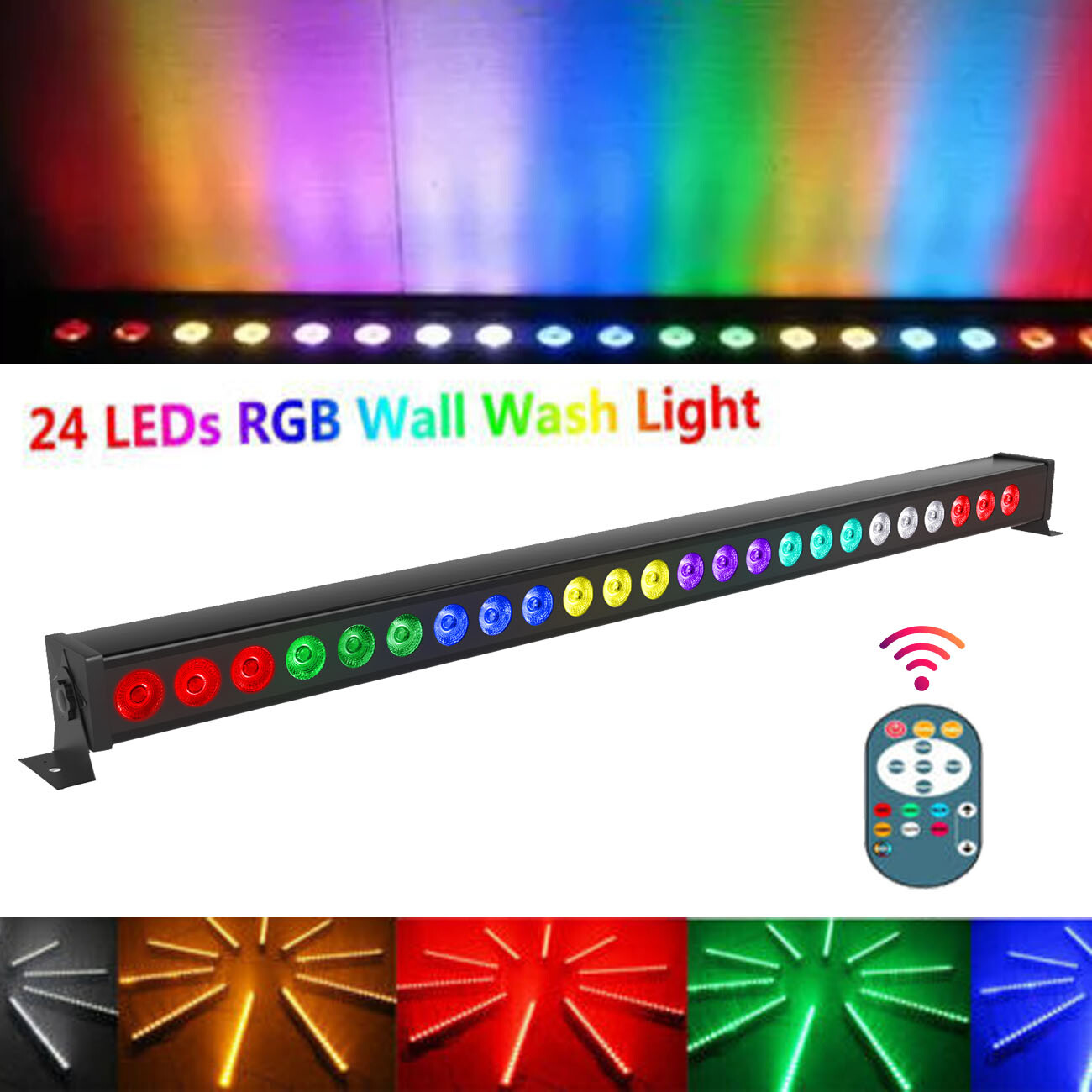 24LED DJ Wall Washer Party Lights DMX512 RGB Beam Stage Wash Light With Remote