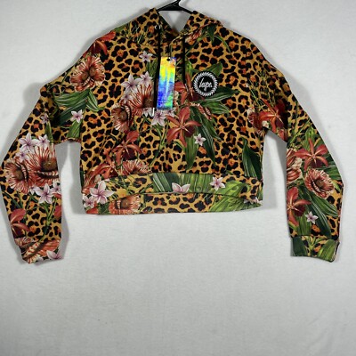 justHype hoodie pullover Women Crop Overhead Jungle 23 Size 10