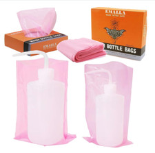 EMALLA Tattoo Wash Bottle Bags 250 pcs PINK 5.9" x 10.25" Fits Most Sizes