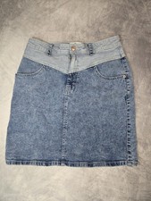 Jordache Vintage Women  s Blue Colorblock Denim Mini Skirt Siz 28