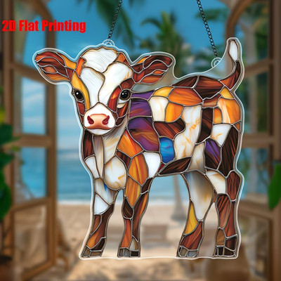 2D Flat, 2D Panel- A 2D Mural Depicting a Brightly Coloured Calf