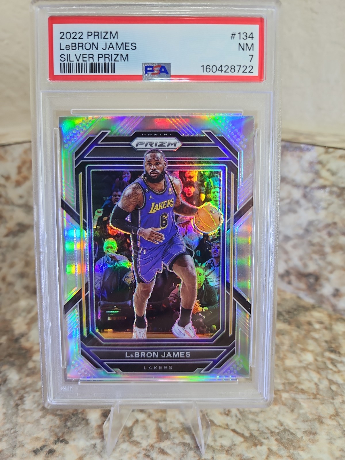 2022-23 Panini Prizm LeBron James Silver Prizm #134 Lakers PSA 7