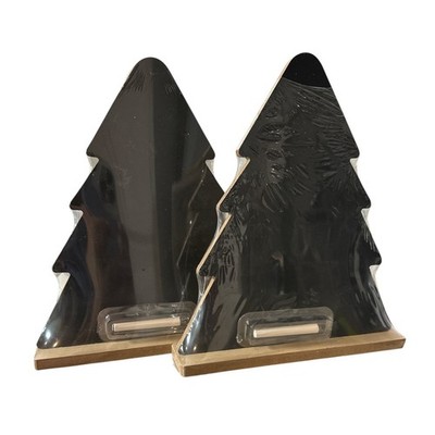 Set of 2 Christmas Tree Chalkboard Signs Tabletop Holiday Decor Wood Base New