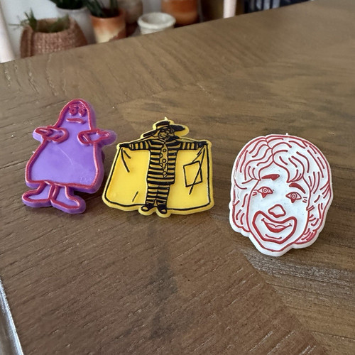 1980s McDonald's Character Plastic Rings Lot of 3 Multicolor Ronald, Grimace