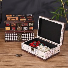 Retro Style Storage Box with Leather and Alloy Lock for Small Personal Items