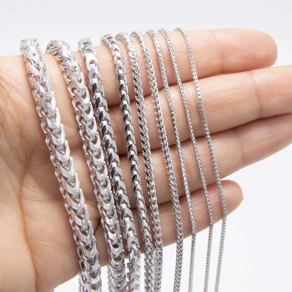 Cadena Franco Rodio Plata de Ley Sólida 925 Italia Todos los Tamaños Foto 2 de 4