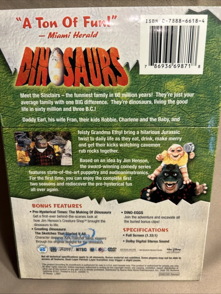 Dinosaurs The Complete First and Second Seasons DVD Set 2006 Brand New Sealed - Image 2 of 2