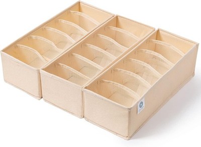 3 Pack Sock Underwear Drawer Organizer Dividers Collapsible Cabinet Closet