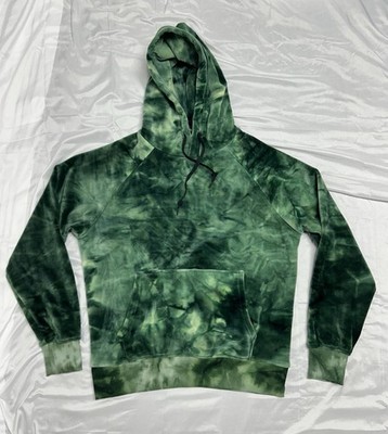 Spark Paws Velvet Human Unisex Hoodie, Green Tie Dye, Size Large