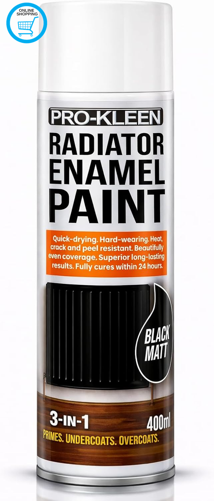 Radiator Enamel Spray Paint Black Matt 400Ml - Heat Resistant up to 100ºc - for