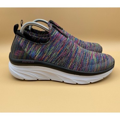 Skechers D Lux Walker 149367 Slip On Sneakers Athleisure Rainbow Womens Size 9.5