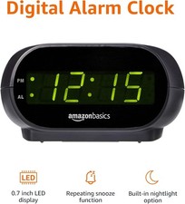 Small Digital Oval Alarm Clock with LED Display Nightlight Snooze Function 