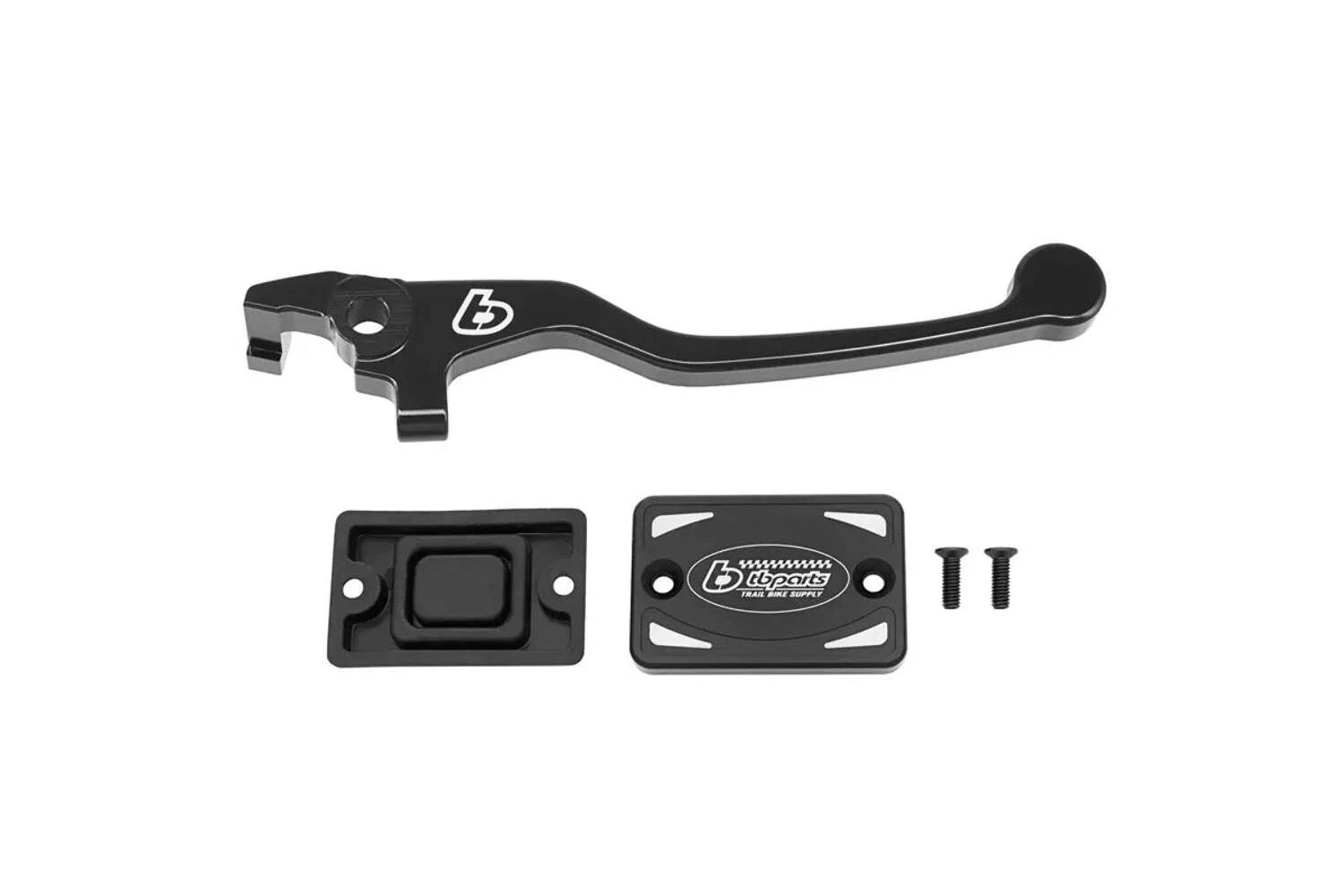 TB Parts CNC Front Brake Lever, Black & Master Cylinder Cap - KLX140