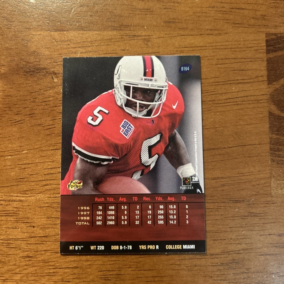 1999 Playoff Prestige SSD Edgerrin James Rookie RC #B164 Indianapolis Colts - Image 2 of 2