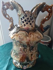 12" Victorian Art Nouveau Majolica 732 Vase