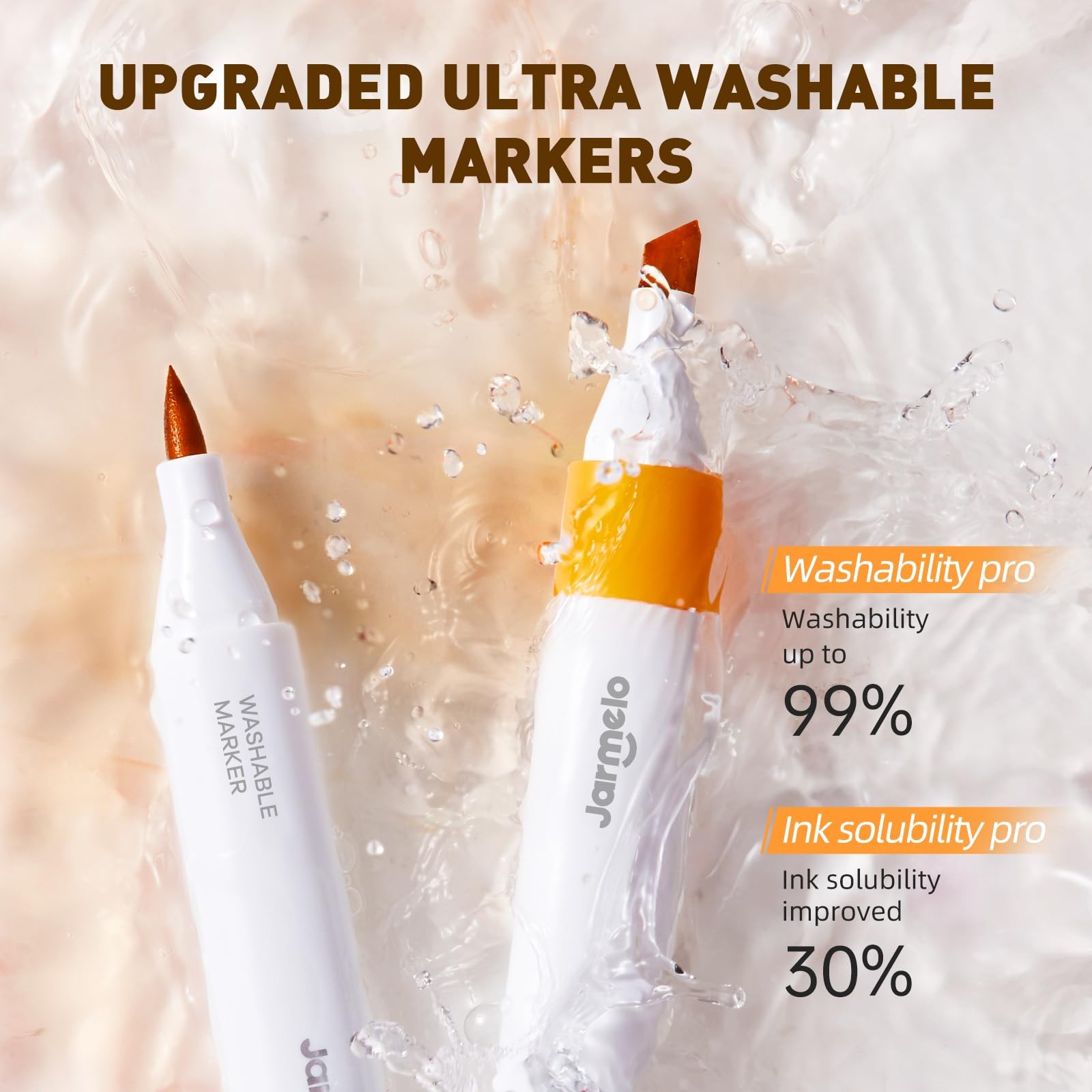 Washable Dual Tip Markers for Kids Ages 4-8, Brush & Chisel Tip, Water-Based ...